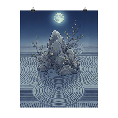 Kanso Rock Garden Wall Art Print - Zen Ukiyo E Inspired Art Print