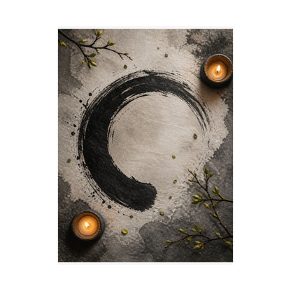 Peaceful Ink Brushstroke Wall Art Print - Enso Zen