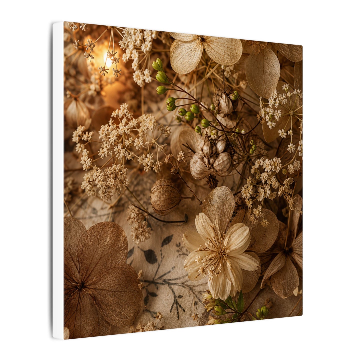 Spring Dried Flowers Japanese Pattern Canvas Art | Earthy Decor