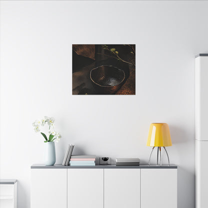 Atmospheric Ceramic Bowl Canvas Art - Shadow Zen Dark Japandi