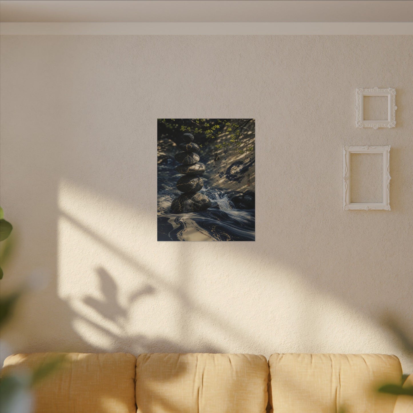 Kintsugi River Stones in Dappled | Broken Beauty Canvas Art