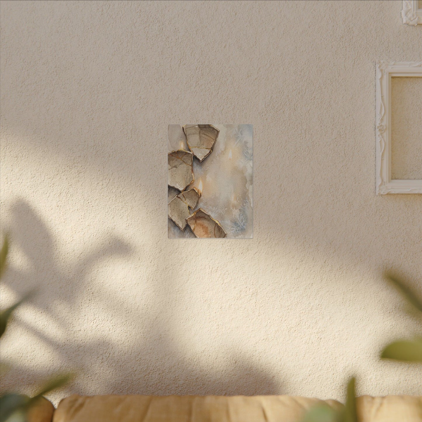 Broken Pottery Winter Canvas Art | Japandi Warm Design