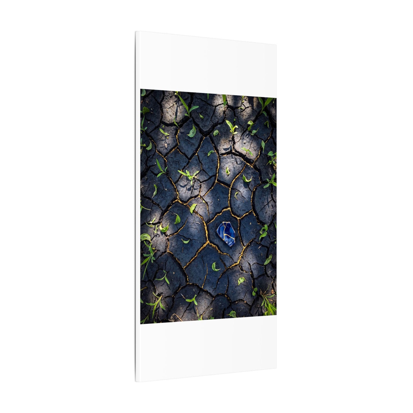 Cracked Earth Canvas Art | Spring Dark Japandi Moody Minimal Art