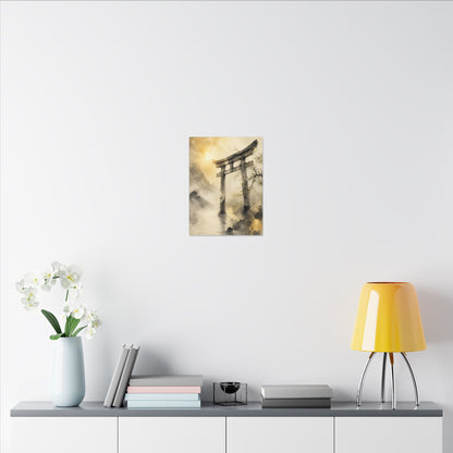 Spring Torii Gate Sumi E Canvas Art | Tranquil Decor