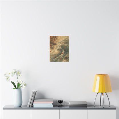 Japandi Ocean Wave in Candlelight | Japanese Pattern Canvas Art