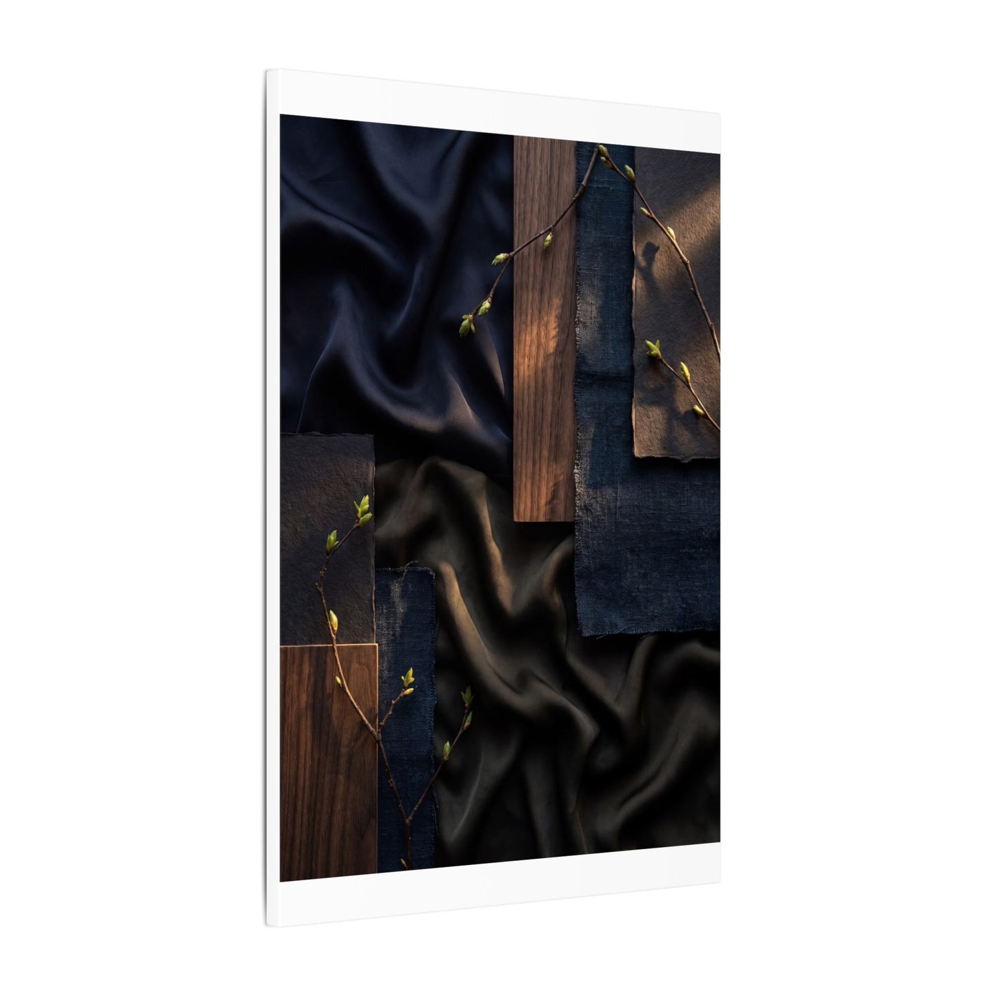Silk Drape Spring Canvas Art | Dark Japandi Moody Design