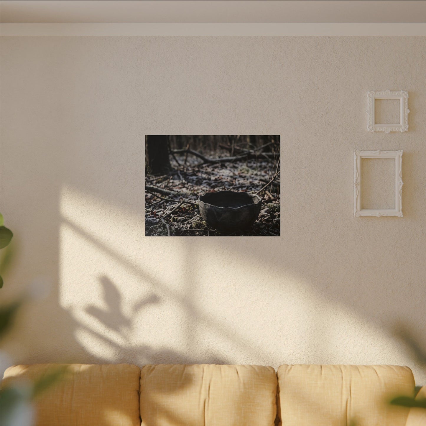 Dappled Ceramic Bowl Canvas Art - Dark Japandi Kanso