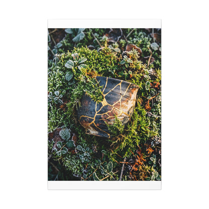 Artful Moss Close Up Canvas Art - Gold Repair Kintsugi
