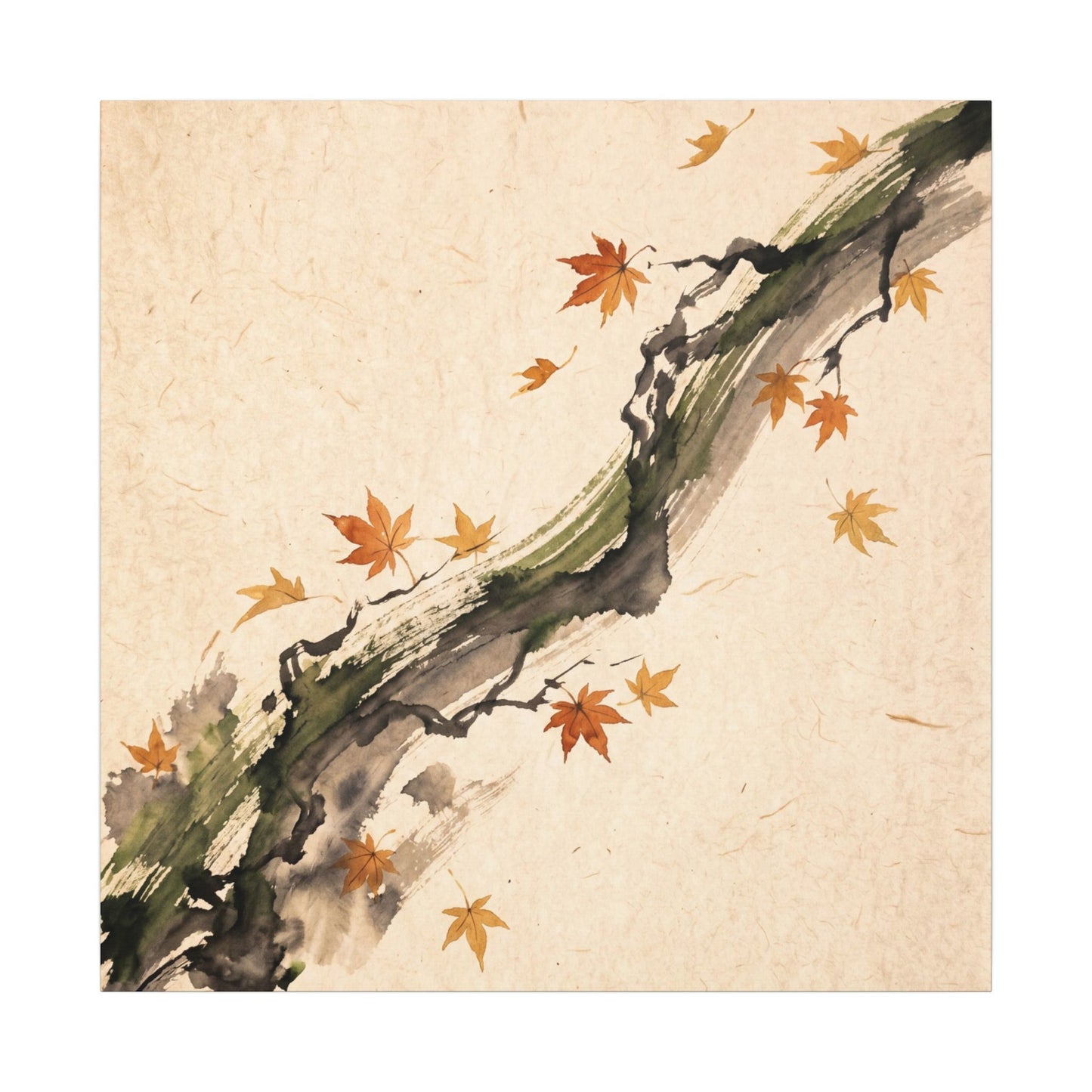 Ink Brushstroke Autumn Canvas Art | Zen Calm Design