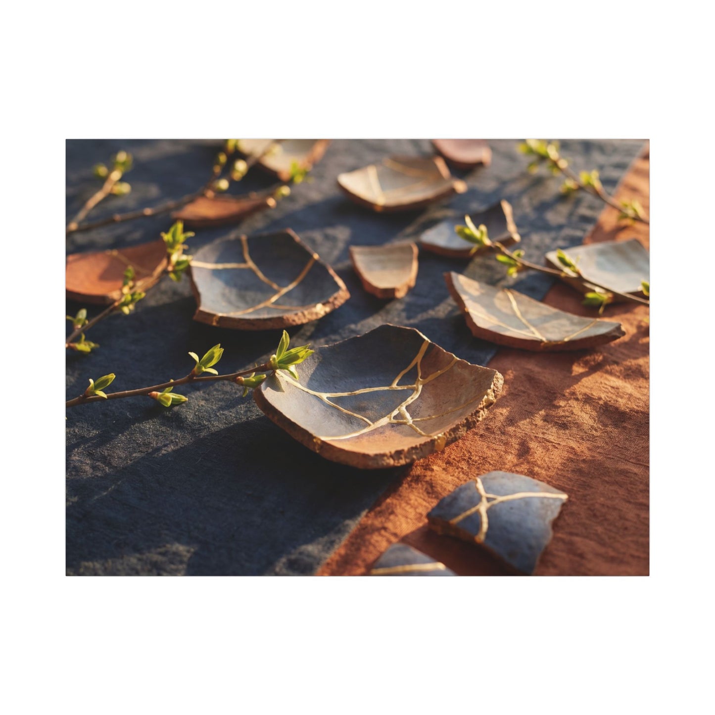 Spring Broken Pottery Gold Vein Canvas Art | Philosophical Decor