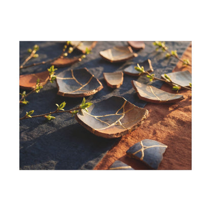 Spring Broken Pottery Gold Vein Canvas Art | Philosophical Decor