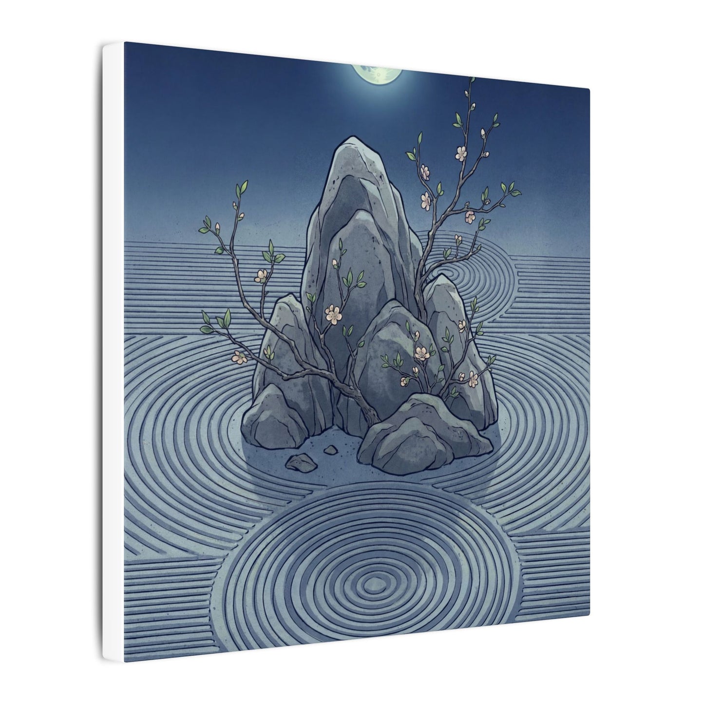 Spring Rock Garden Ukiyo E Inspired Canvas Art | Tranquil Decor