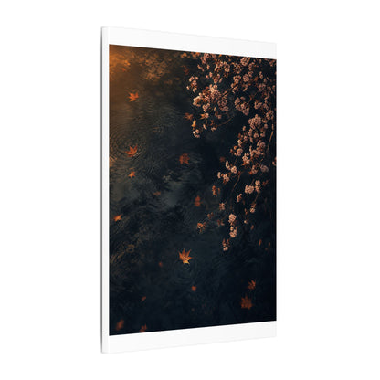 Golden Hour Cherry Blossom Canvas Art - Dark Japandi Kanso
