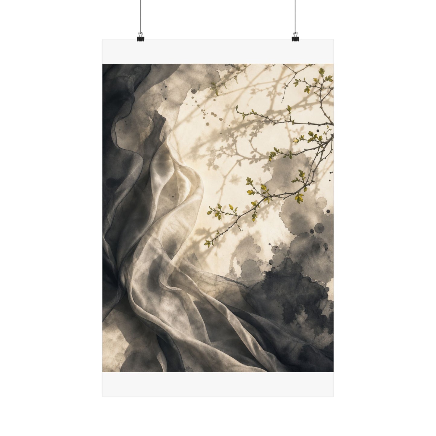 Silk Drape Spring Wall Art Print | Japandi Earthy Design