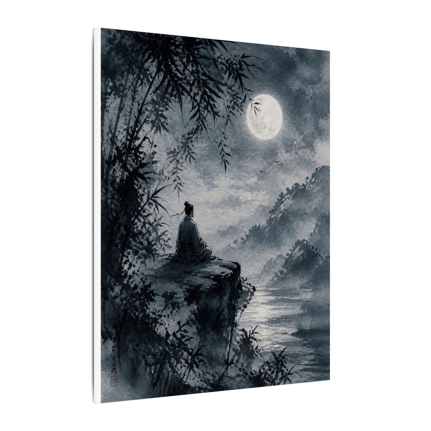 Ink Brushstroke Sumi E Canvas Art | Serene Zen Art