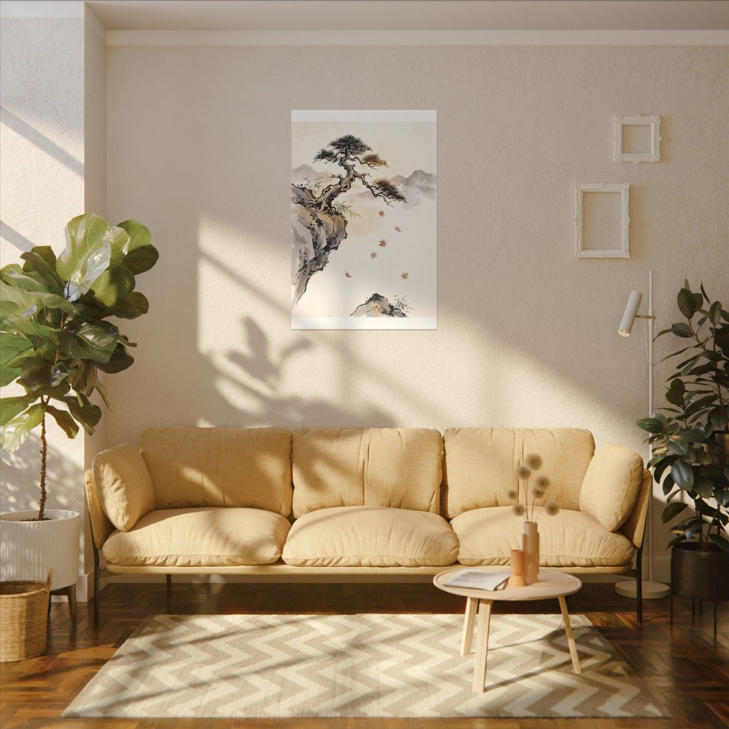 Peaceful Pine Tree Canvas Art - Sumi E Zen
