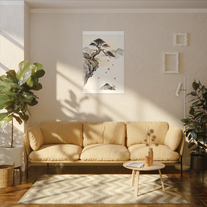 Peaceful Pine Tree Canvas Art - Sumi E Zen