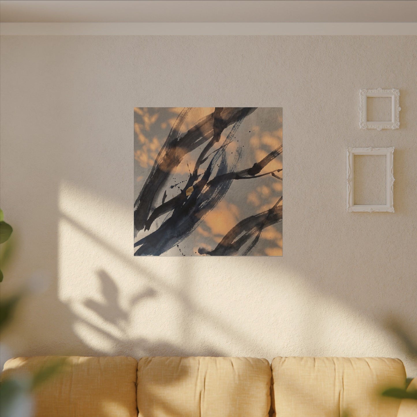 Datsuzoku Ink Brushstroke Canvas Art - Dark Japandi Shadow Zen