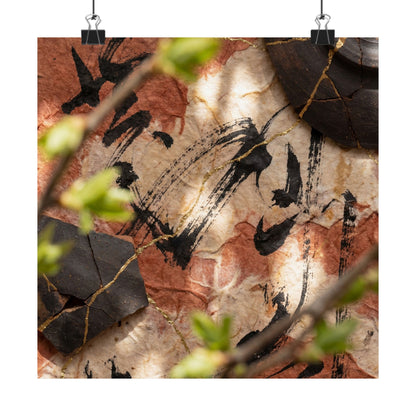 Resilient Ink Brushstroke Wall Art Print - Gold Repair Kintsugi Art Print