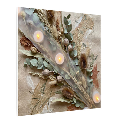 Candlelight Dried Flowers Canvas Art - Japandi Kanso