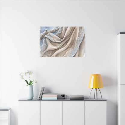Silk Drape Winter Canvas Art | Japandi Cozy Design