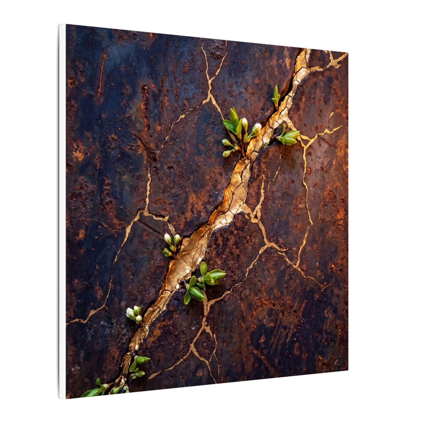 Rust Patina Spring Canvas Art | Kintsugi Resilient Design