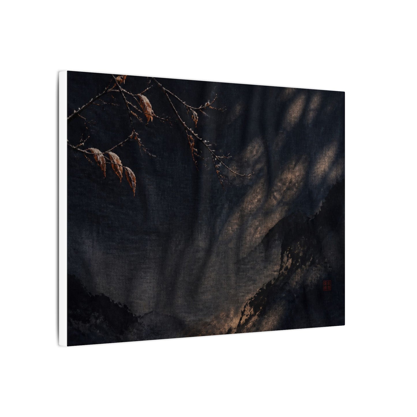 Atmospheric Silk Drape Canvas Art - Charcoal Ink Dark Japandi