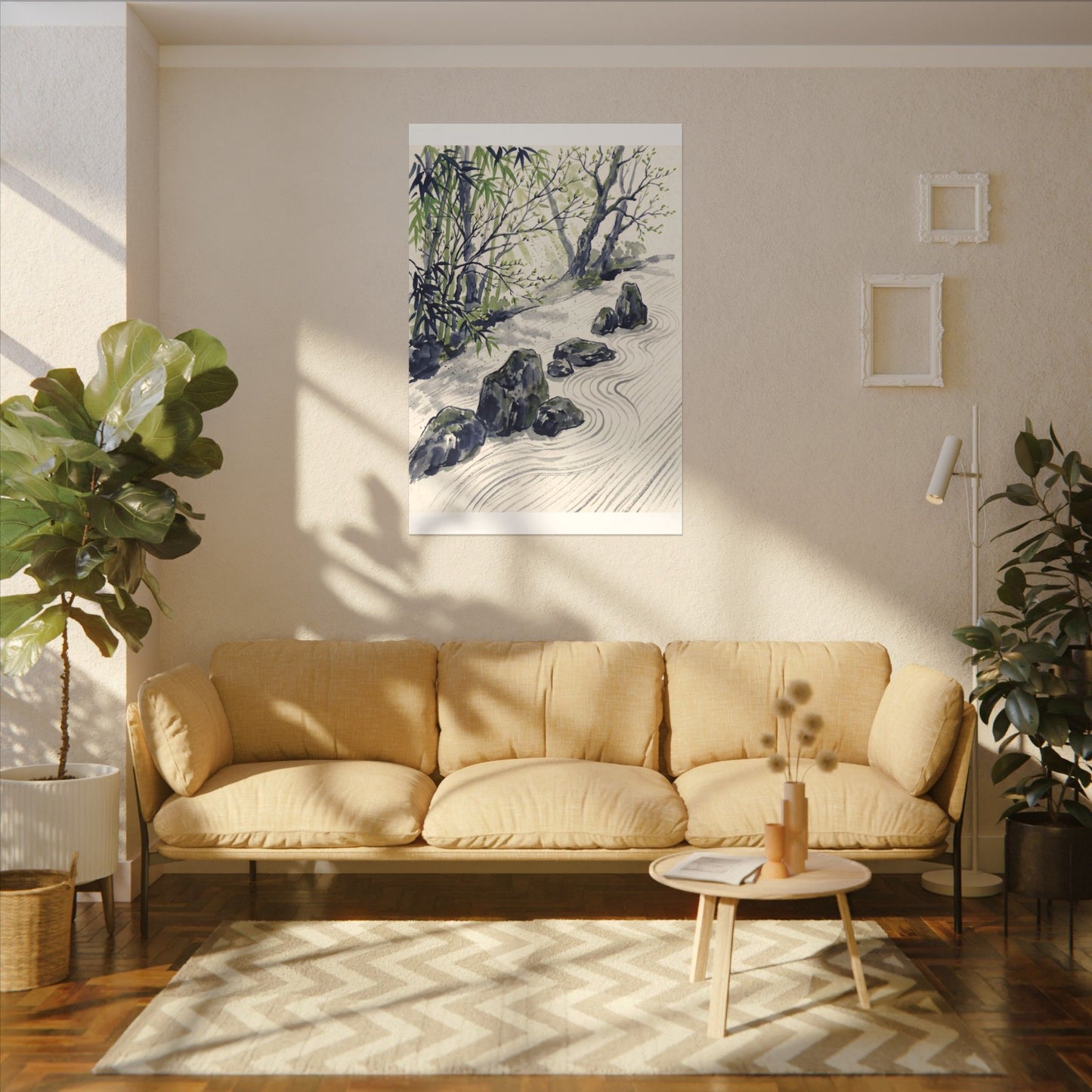 Dappled Rock Garden Canvas Art - Zen Mono No Aware
