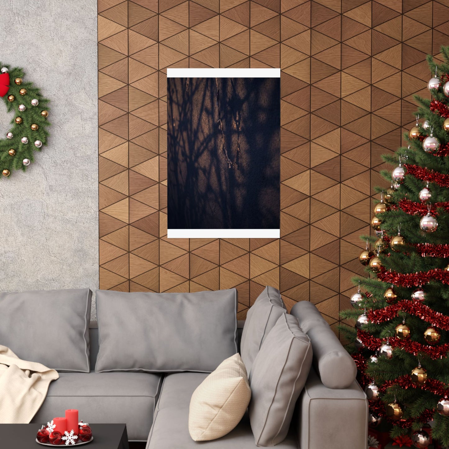 Golden Hour Shadow Play Wall Art Print - Dark Japandi Mono No Aware