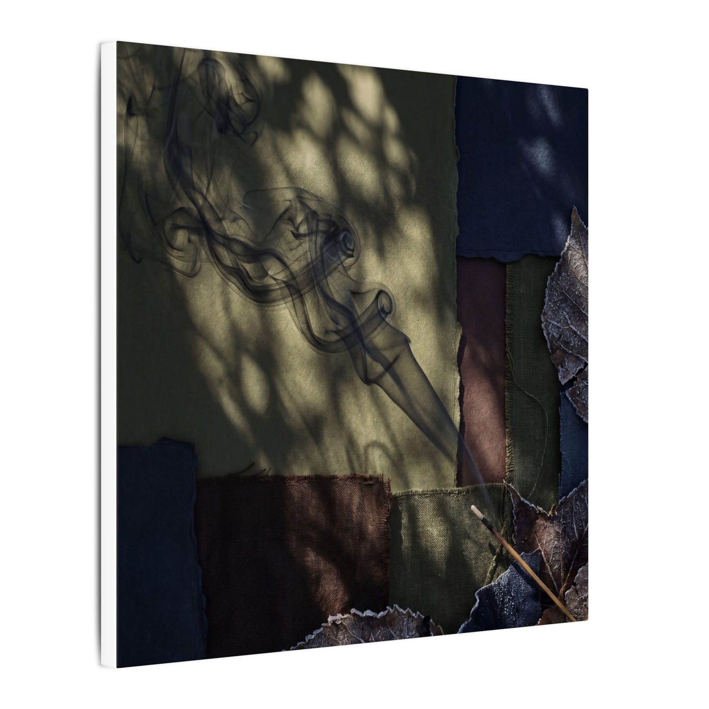 Ma Incense Smoke Canvas Art - Dark Japandi Dark Texture