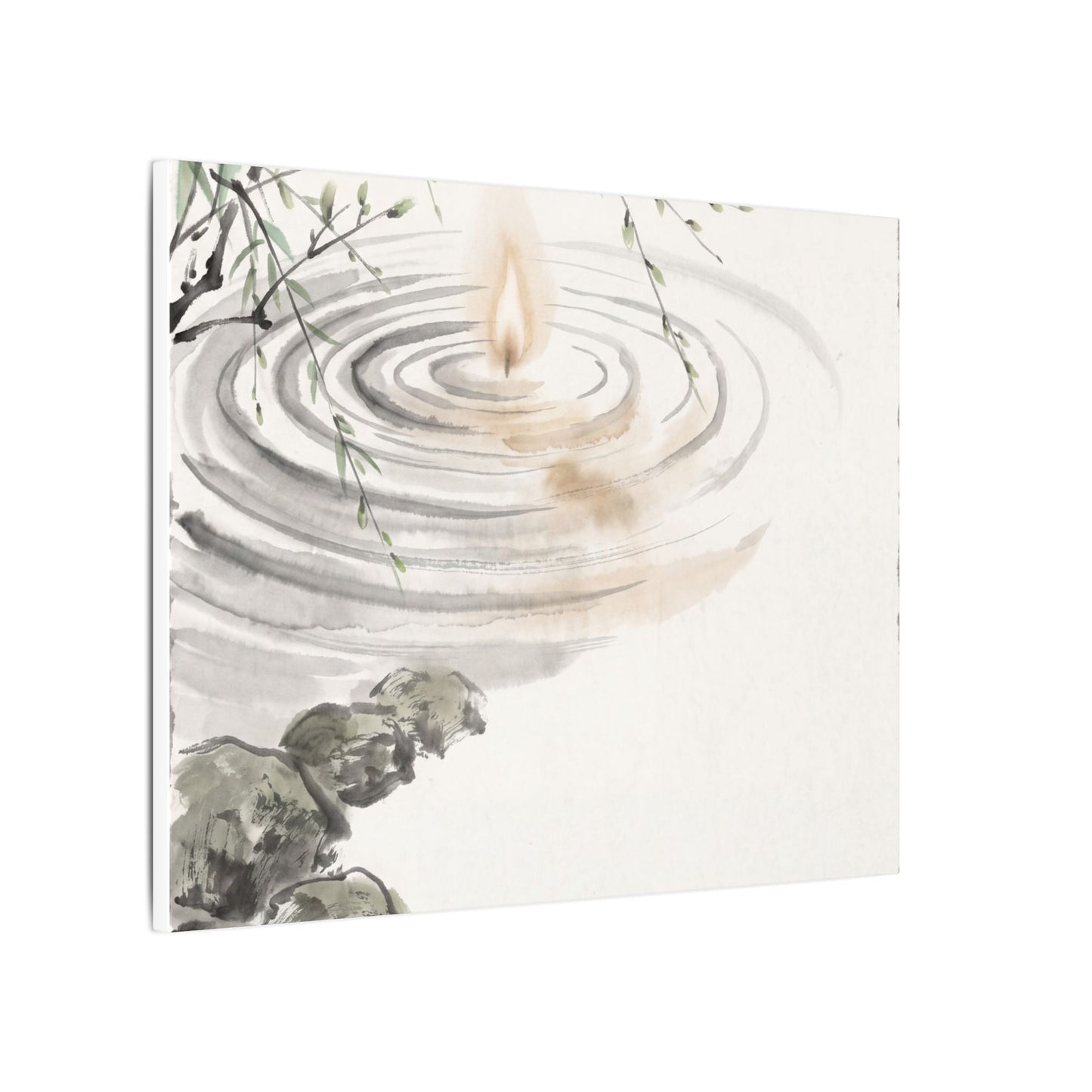 Water Ripple Sumi E Canvas Art | Tranquil Zen Art