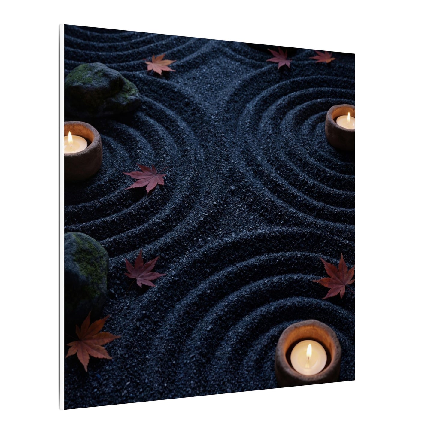 Seijaku Rock Garden Canvas Art - Dark Japandi Dark Texture