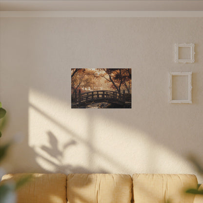 Autumn Wooden Bridge Gold Vein Canvas Art | Resilient Decor