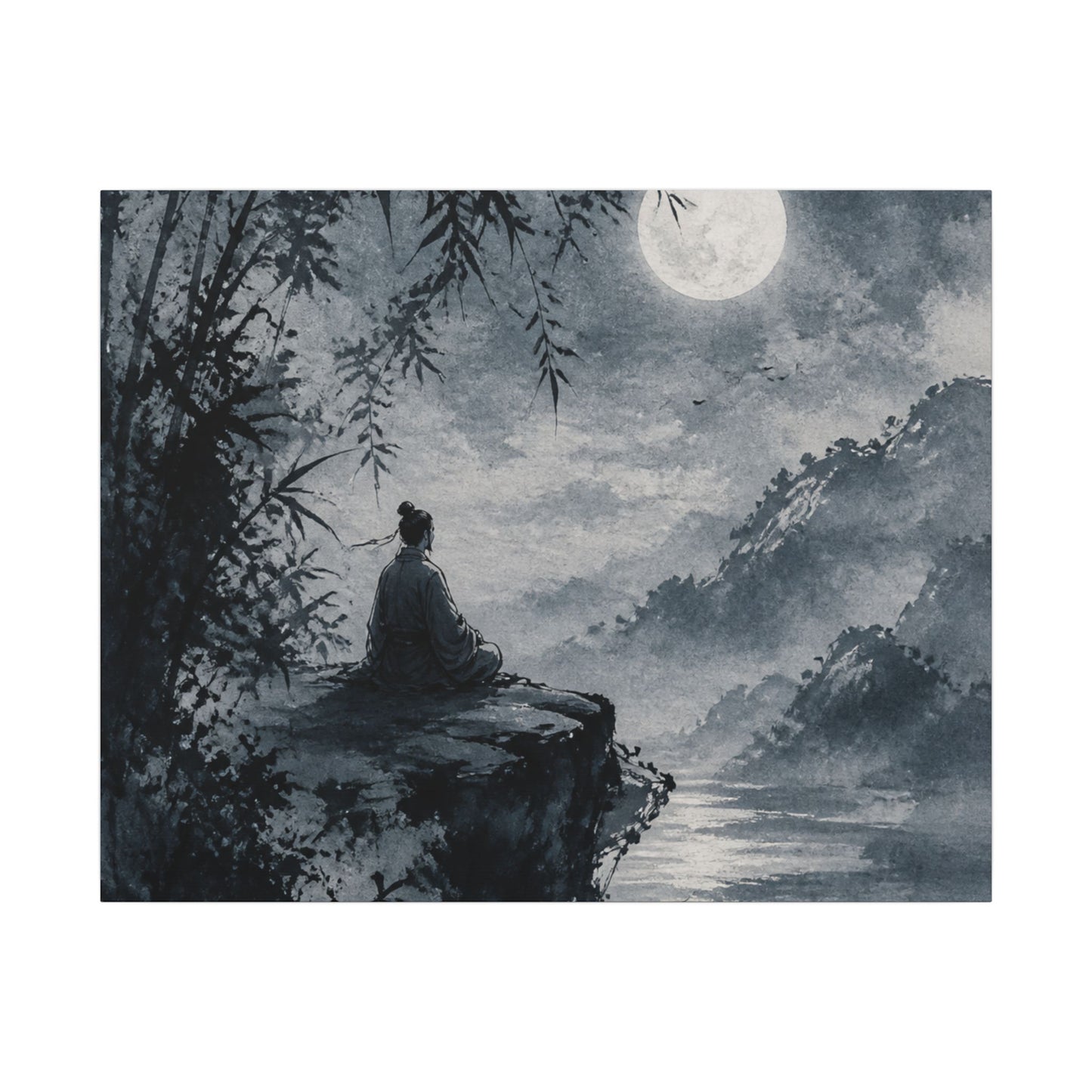 Ink Brushstroke Sumi E Canvas Art | Serene Zen Art