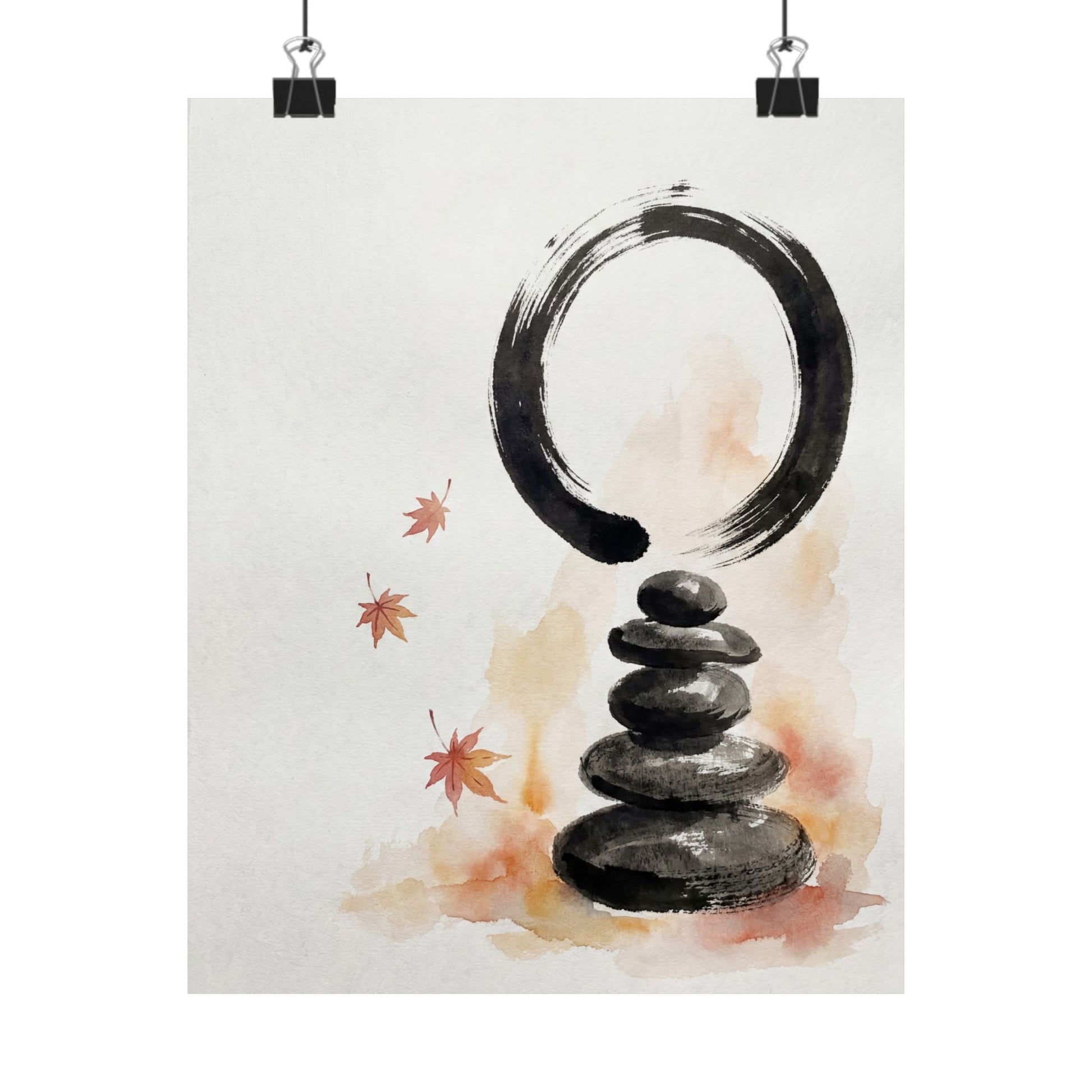 Tranquil River Stones Wall Art Print - Enso Zen Art Print