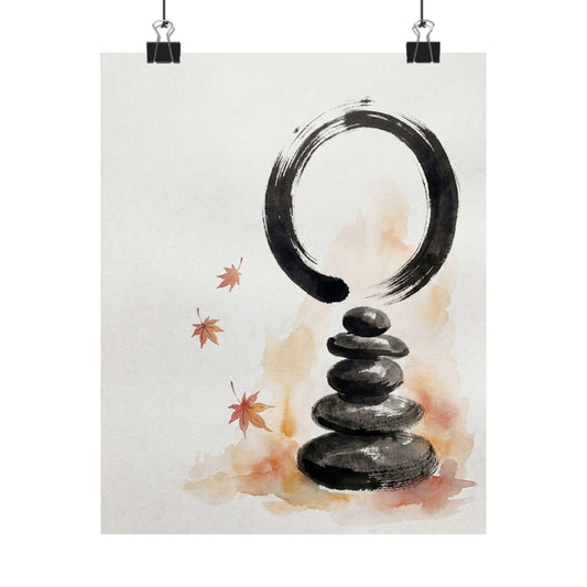 Tranquil River Stones Wall Art Print - Enso Zen Art Print