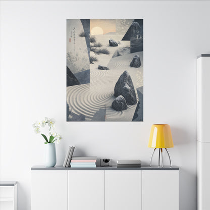 Seijaku Rock Garden Canvas Art - Zen Ukiyo E Inspired