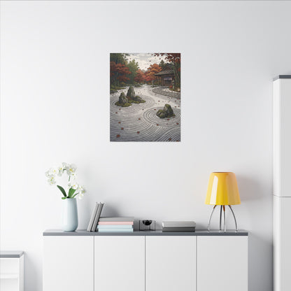 Autumn Rock Garden Ukiyo E Inspired Canvas Art | Peaceful Decor