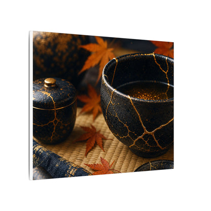 Seijaku Tea Ceremony Canvas Art - Kintsugi Gold Repair