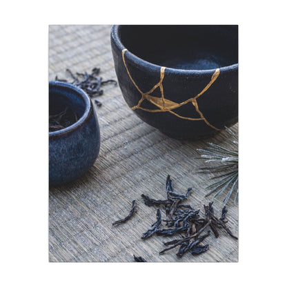 Kintsugi Tea Ceremony in Overcast | Gold Vein Canvas Art