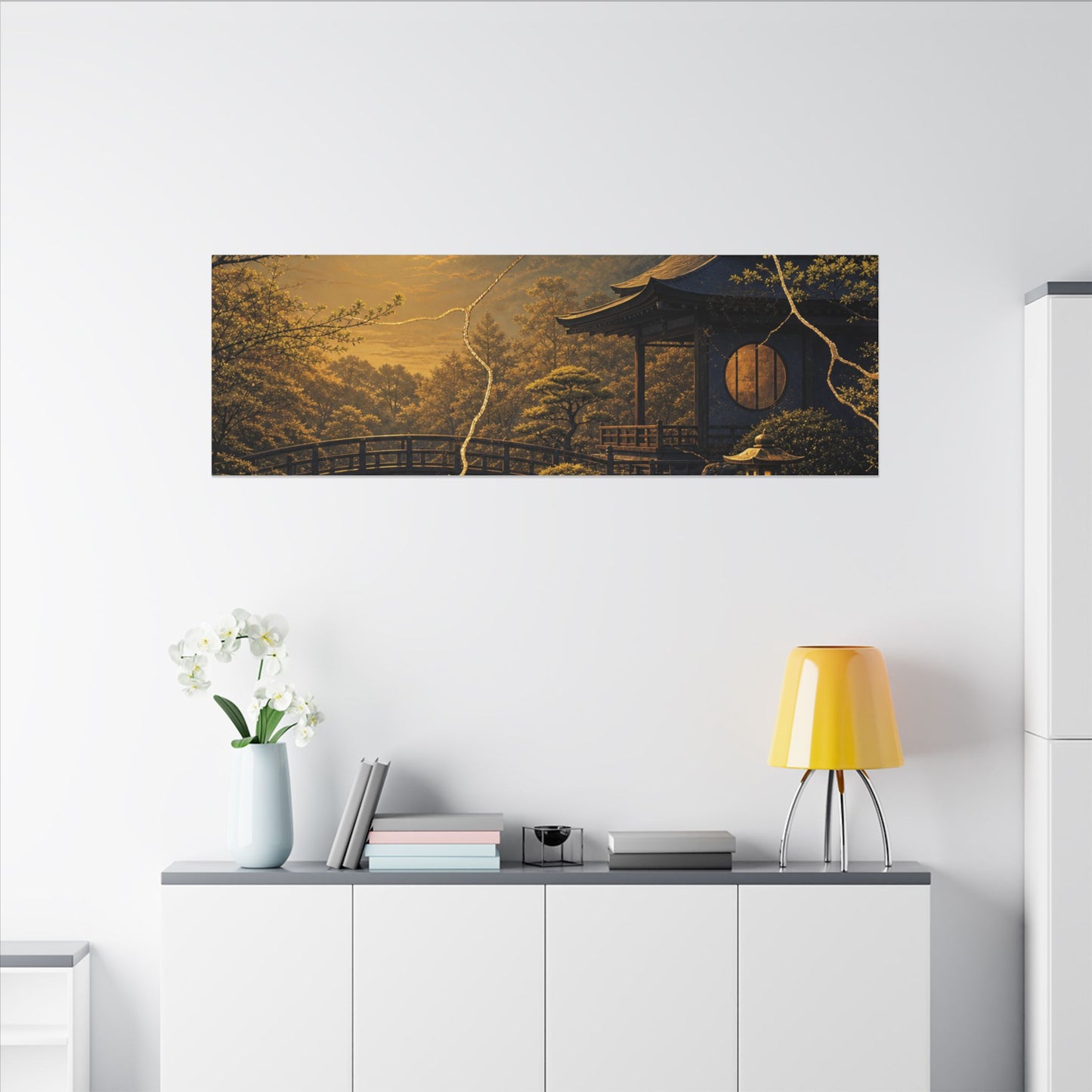 Spring Moonlit Garden Gold Vein Canvas Art | Resilient Decor