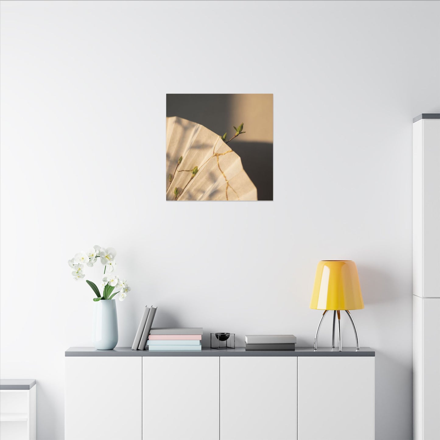 Paper Fold Gold Vein Canvas Art | Healing Kintsugi Art
