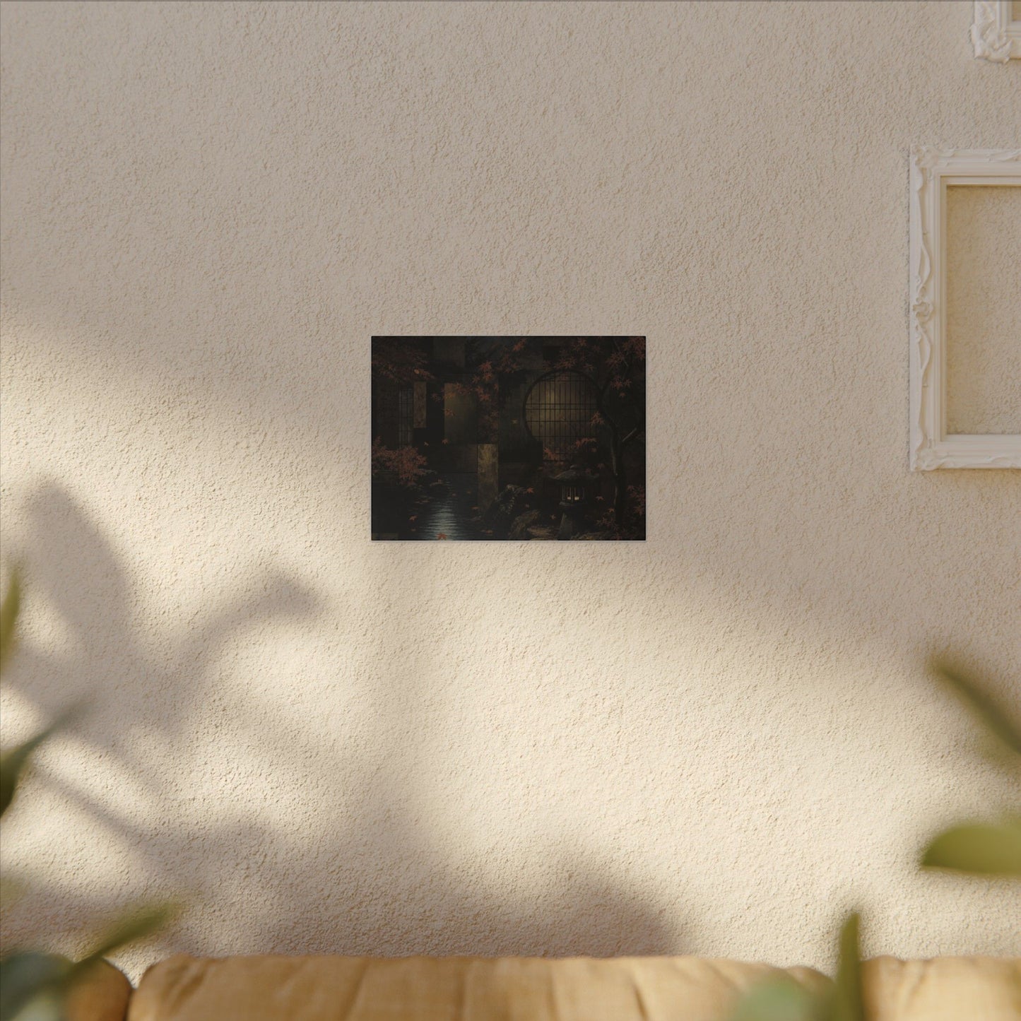 Moonlight Moonlit Garden Canvas Art - Dark Japandi Shibui