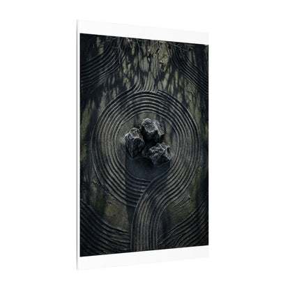 Moody Rock Garden Canvas Art - Dark Texture Dark Japandi