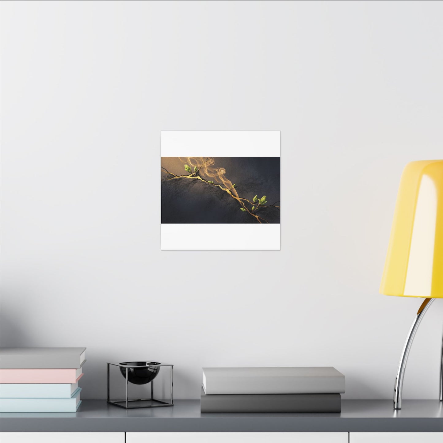 Spring Incense Smoke Gold Vein Canvas Art | Healing Decor