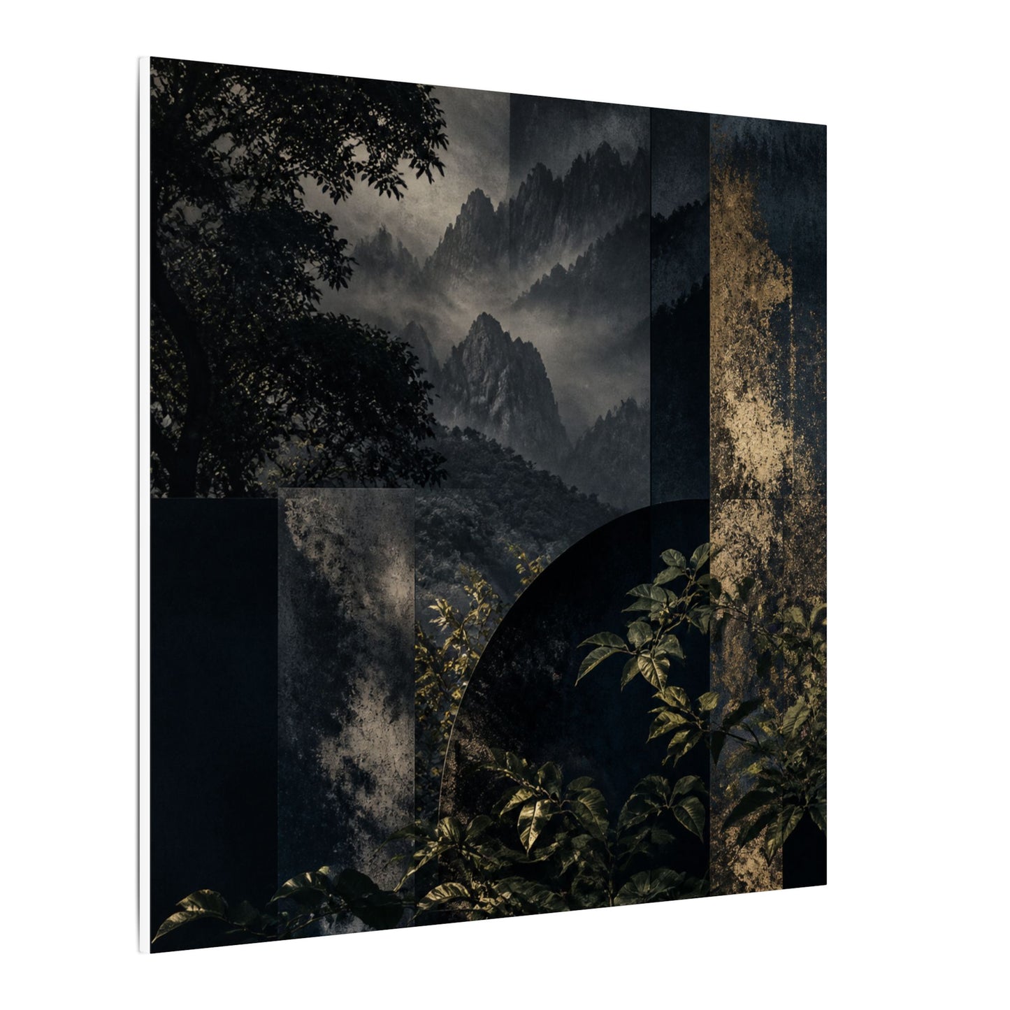 Mountain Mist Summer Canvas Art | Dark Japandi Atmospheric Design
