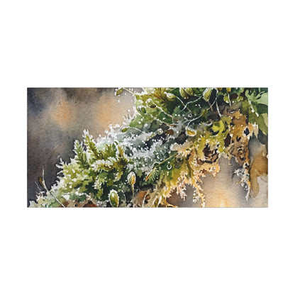 Winter Moss Close Up Watercolor Canvas Art | Neutral Decor