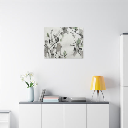 Zen Ink Brushstroke in Overcast | Sumi E Canvas Art