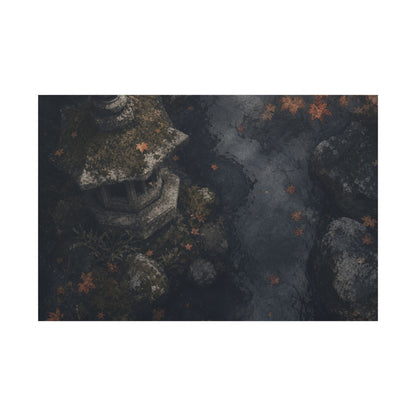 Stone Lantern Canvas Art | Autumn Japandi Texture Art