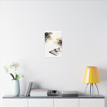 Tea Ceremony Sumi E Canvas Art | Serene Zen Art